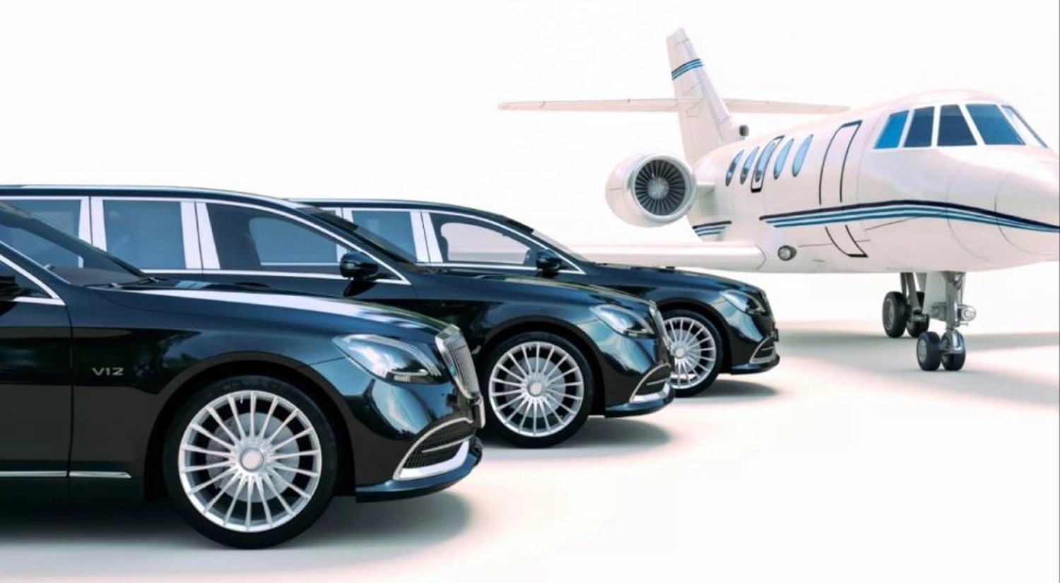 Autos und ein Flugzeug von Royal Fahrservice